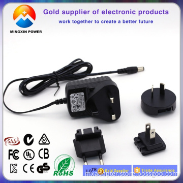 Interchangeable 9V 1A 7.5W AC Power Adapter with ETL FCC SAA CE C-TICK For POS Machine